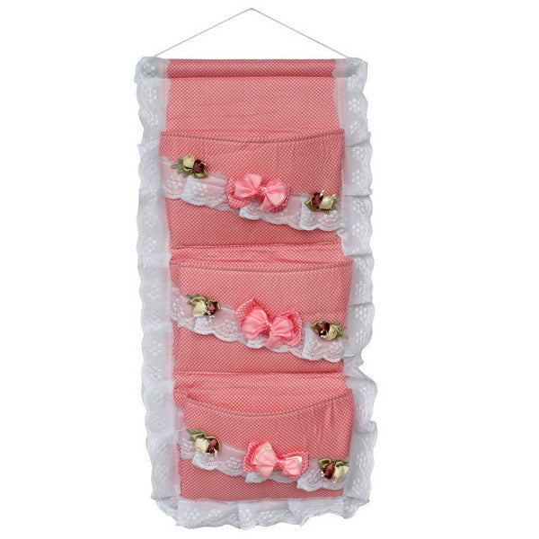 [Polka Dot & Lace] Pink/Wall Hanging/ Wall Baskets /Wall Organizers/Hanging Baskets (11*22)