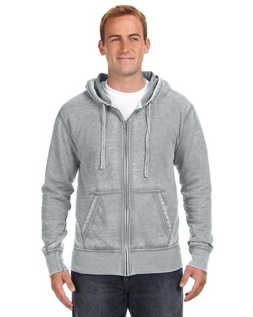 Adult Vintage Zen Full-Zip Fleece Hooded Sweatshirt - CEMENT - S