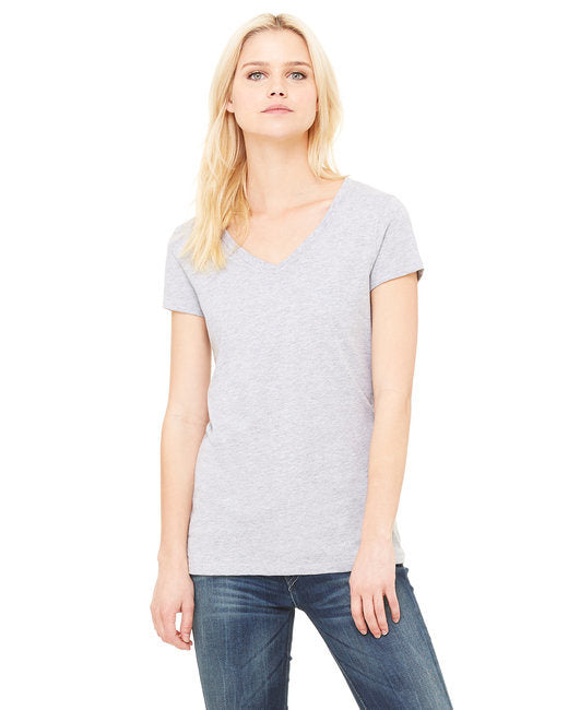 Ladies' Jersey Short-Sleeve V-Neck T-Shirt - DARK GRY HEATHER - S