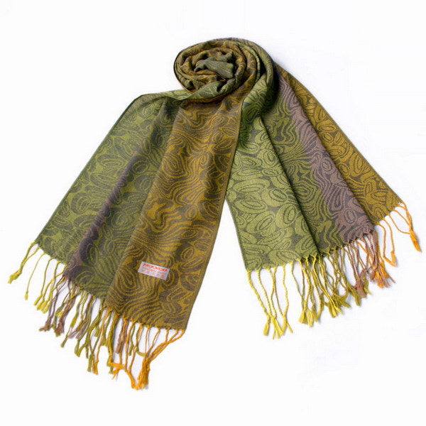 Blancho Bedding -Pa-a54-2 Yellow-Green Special Flowers Pattern Elegant Extra Soft Woven Pashmina/Shawl/Scarf