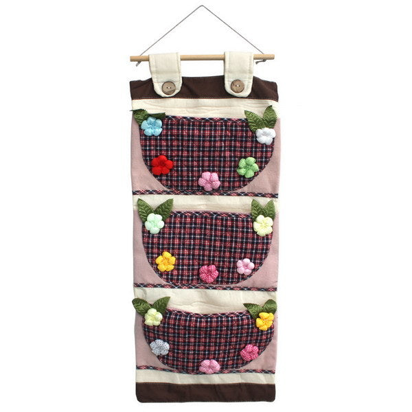 [Plaid &Colorful Flowers] Wall hanging/ Hanging Baskets / Wall Baskets / Baskets (11*24)