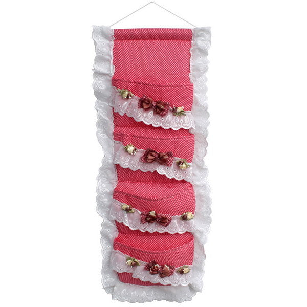 [Polka Dot & Bud Silk] Red/Wall Hanging/ Wall Organizers / Wall Baskets / Wall Pocket (11*28)