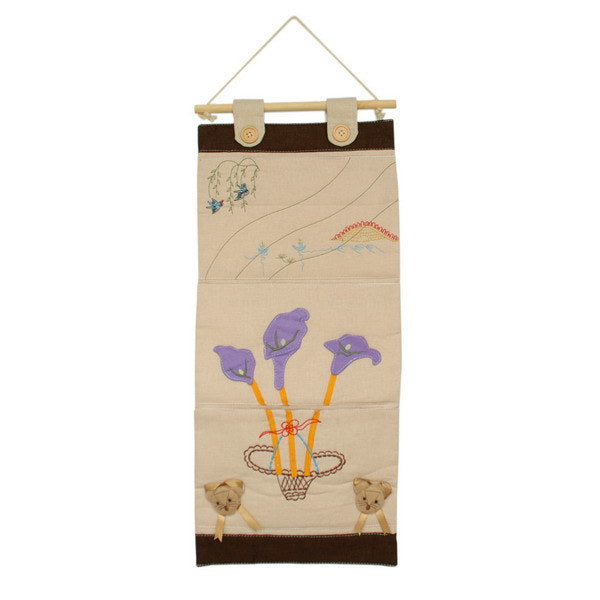 [Purple Flowers] Ivory/Wall Hanging/Wall Organizers/Wall Pocket/Wall Pocket (11*24)