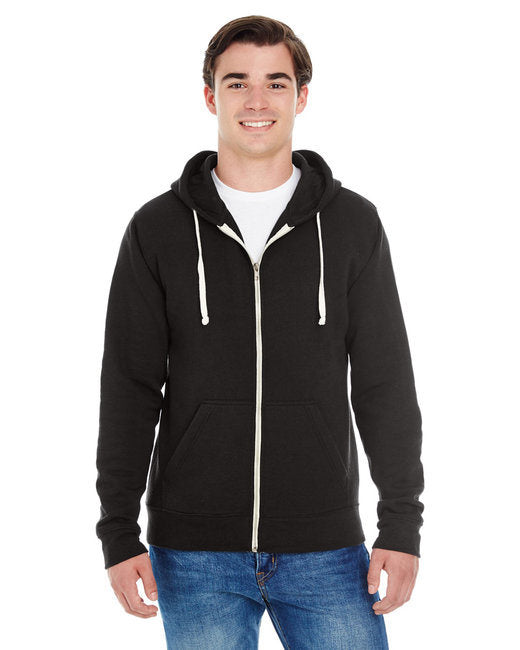 Adult Triblend Full-Zip Fleece Hooded Sweatshirt - BLACK TRIBLEND - XS