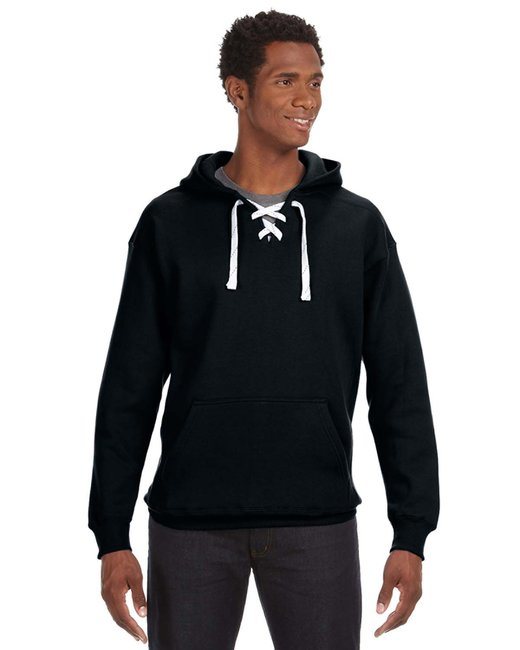 Adult Sport Lace Hooded Sweatshirt - BLACK - XXS