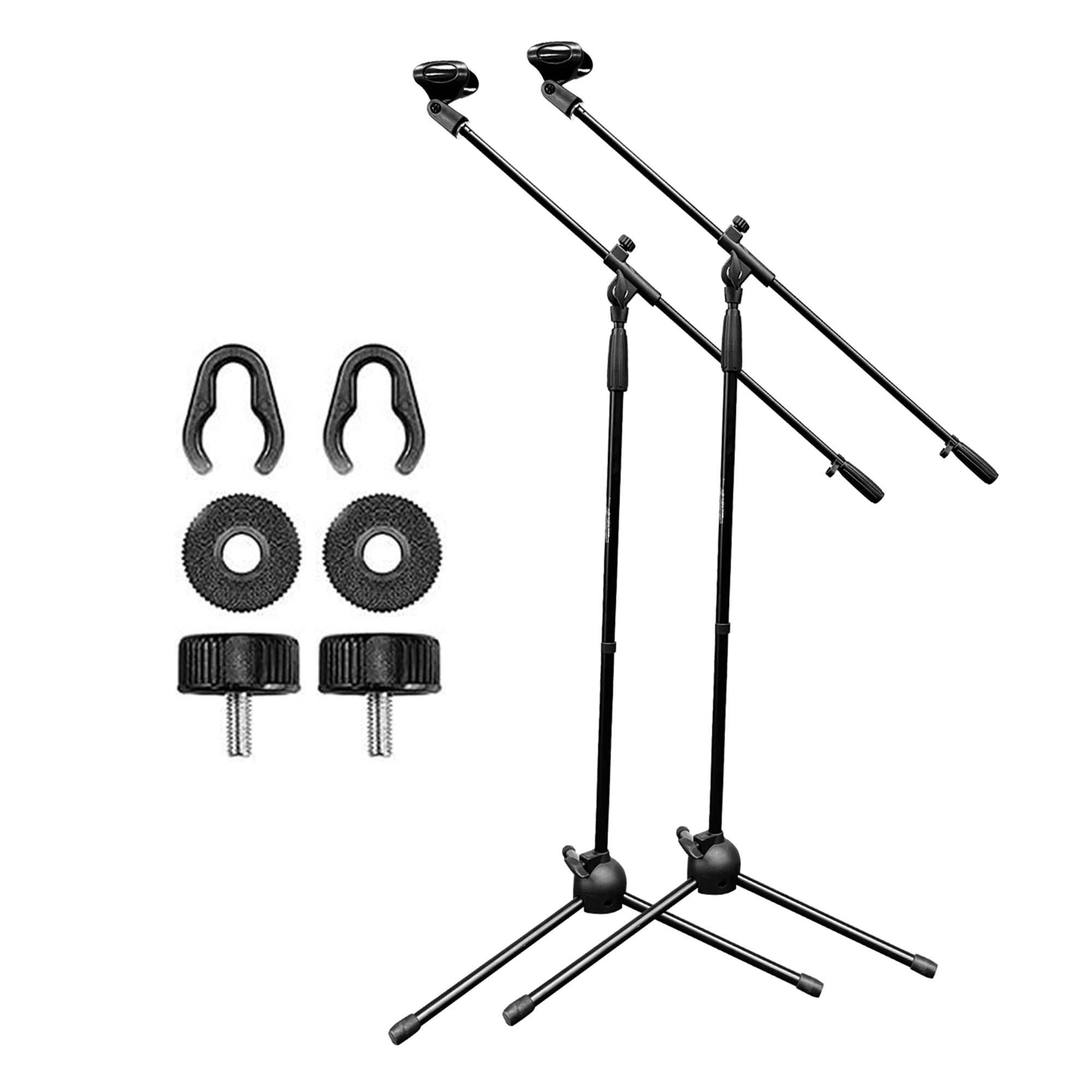 5 Core Microphone Stand Foldable Tripod - Universal Mic Mount and Height Adjustable from 36 to 65 Inch High w/Extending Telescoping Boom Arm Up to 30" - w/Mic Clip & Golden Mic Adapter MS 080