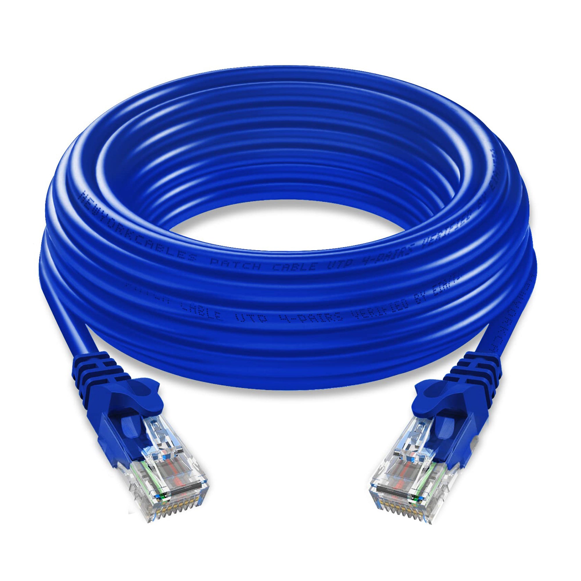 5 Core Cat 6 Ethernet Cable • 30 ft & 40 ft 10Gbps Network Patch Cord • High Speed RJ45 Internet LAN Cable w Gold-Plated Connectors • for Router, Modem, PC, Gaming, PS5, Xbox- ET 30FT / ET 40FT BLU