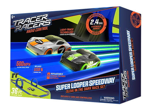 Remote Control Slot Car Race Track Set Glow-in-the-Dark 3 Track Lengths