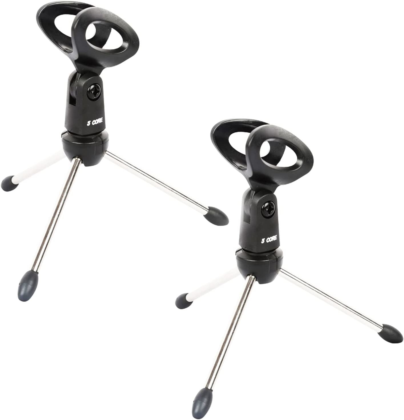 5 Core Desk Mic Stand 2 Pack • Angle Adjustable Table Tripod • Portable Desktop Microphone Stand • Includes Universal Mic Holder • Compatible w Dynamic Handheld Microphones- MINI TRIPOD MIC STAND 2PCS