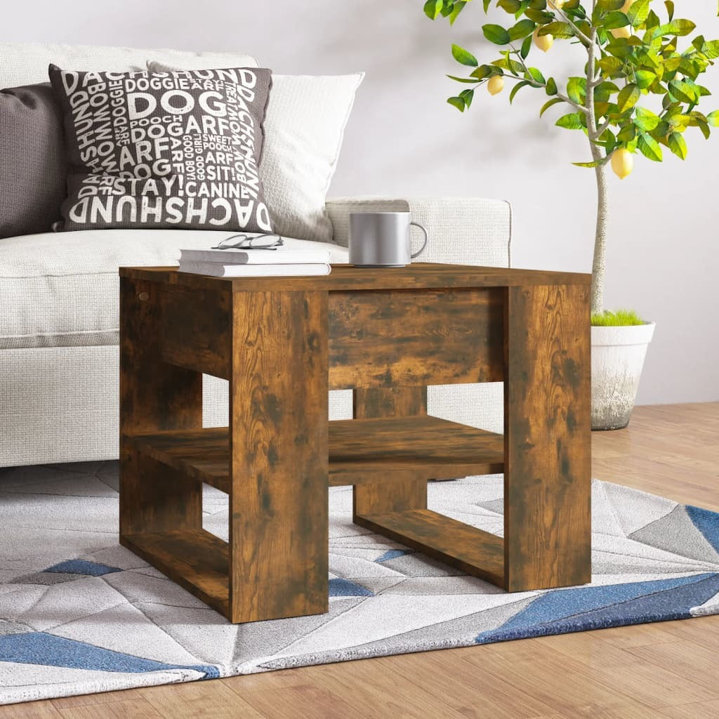 Coffee Table Smoked Oak 21.9"x21.7"x17.7" Engineered Wood