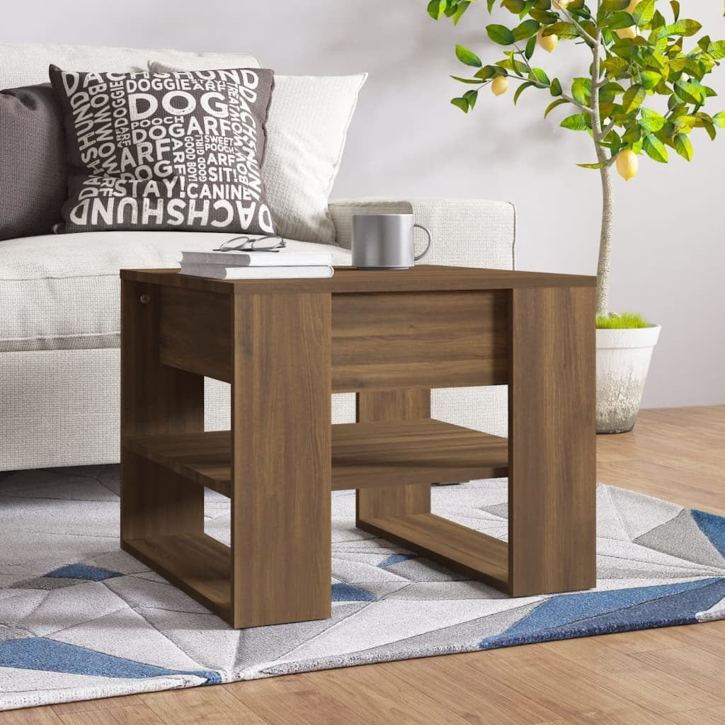 Coffee Table Brown Oak 21.9"x21.7"x17.7" Engineered Wood