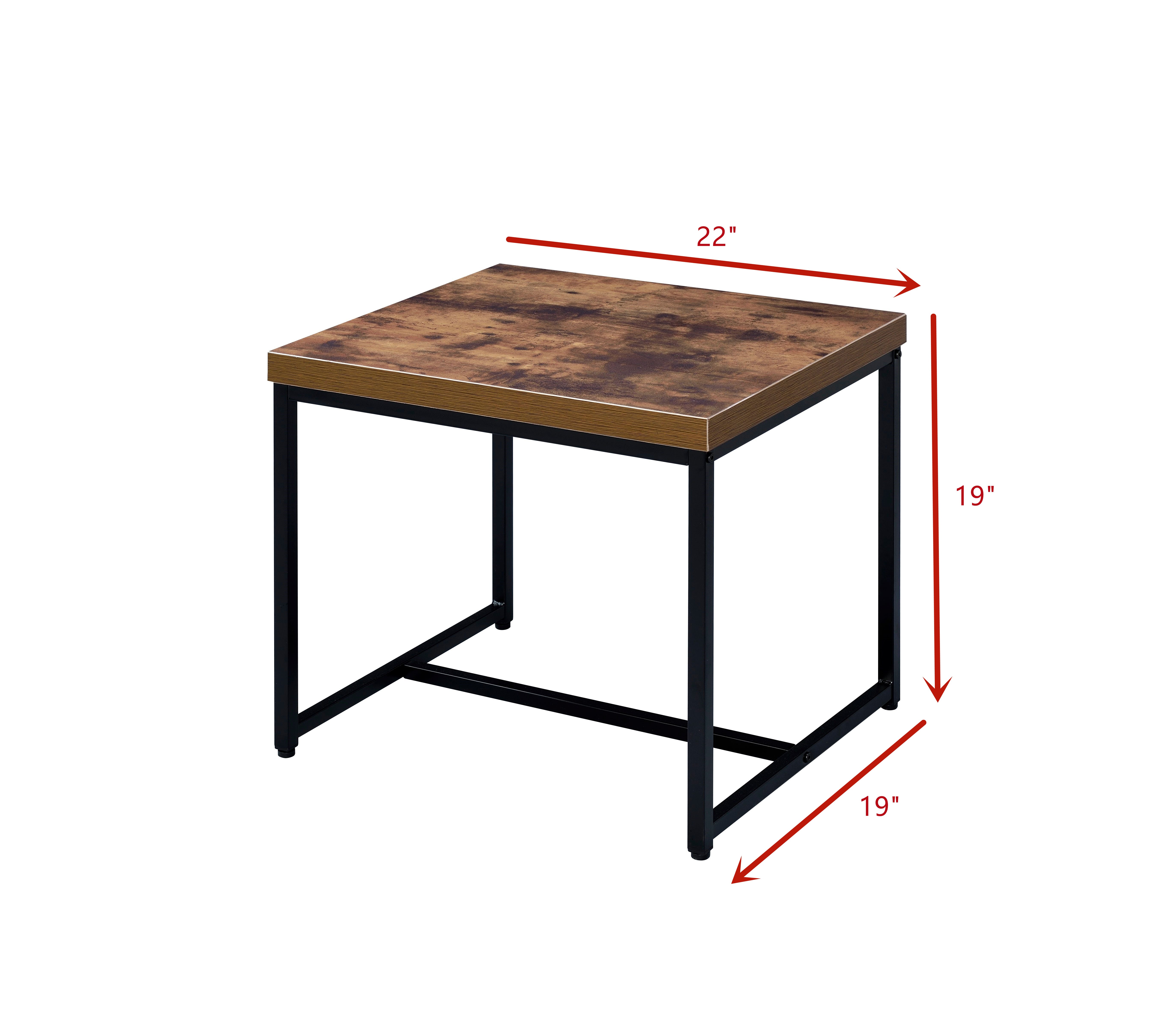 ACME Bob End Table in Weathered Oak & Black 80617