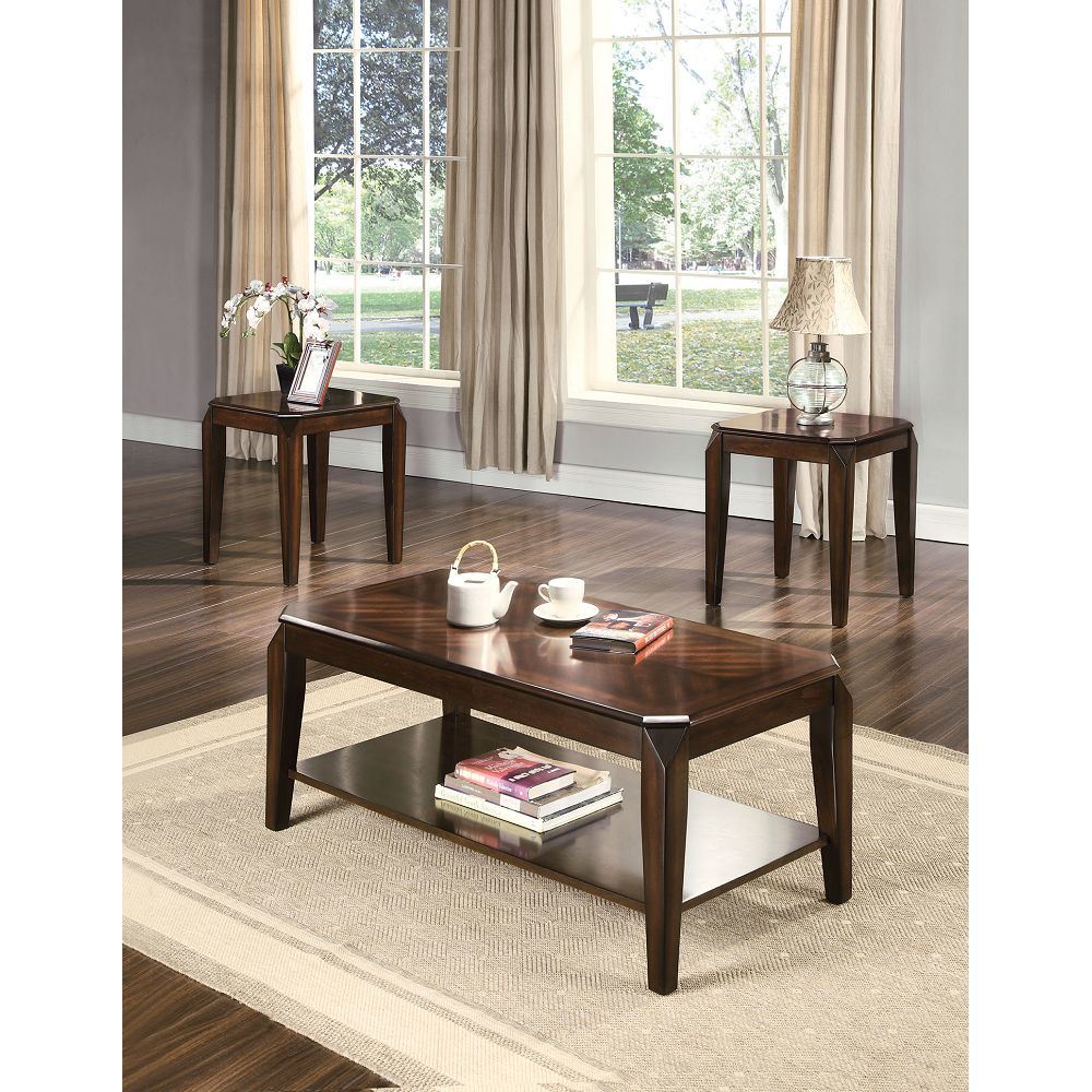 ACME Docila Coffee/End Table Set (3Pc Pk) in Walnut 80655