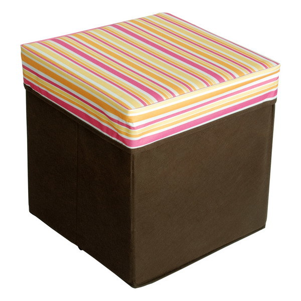 [Pink & Yellow Stripes] Square Foldable Storage Ottoman / Storage Boxes / Storage Seat