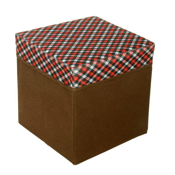 [Red/White/Black Check] Square Foldable Storage Ottoman / Storage Boxes / Storage Seat