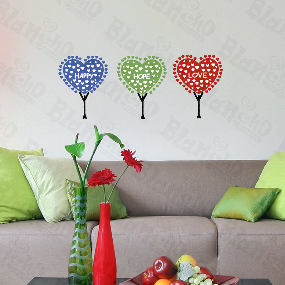 Happy Hope Love - Hemu Wall Decals Stickers Appliques Home Decor 12.6 BY 23.6 Inches