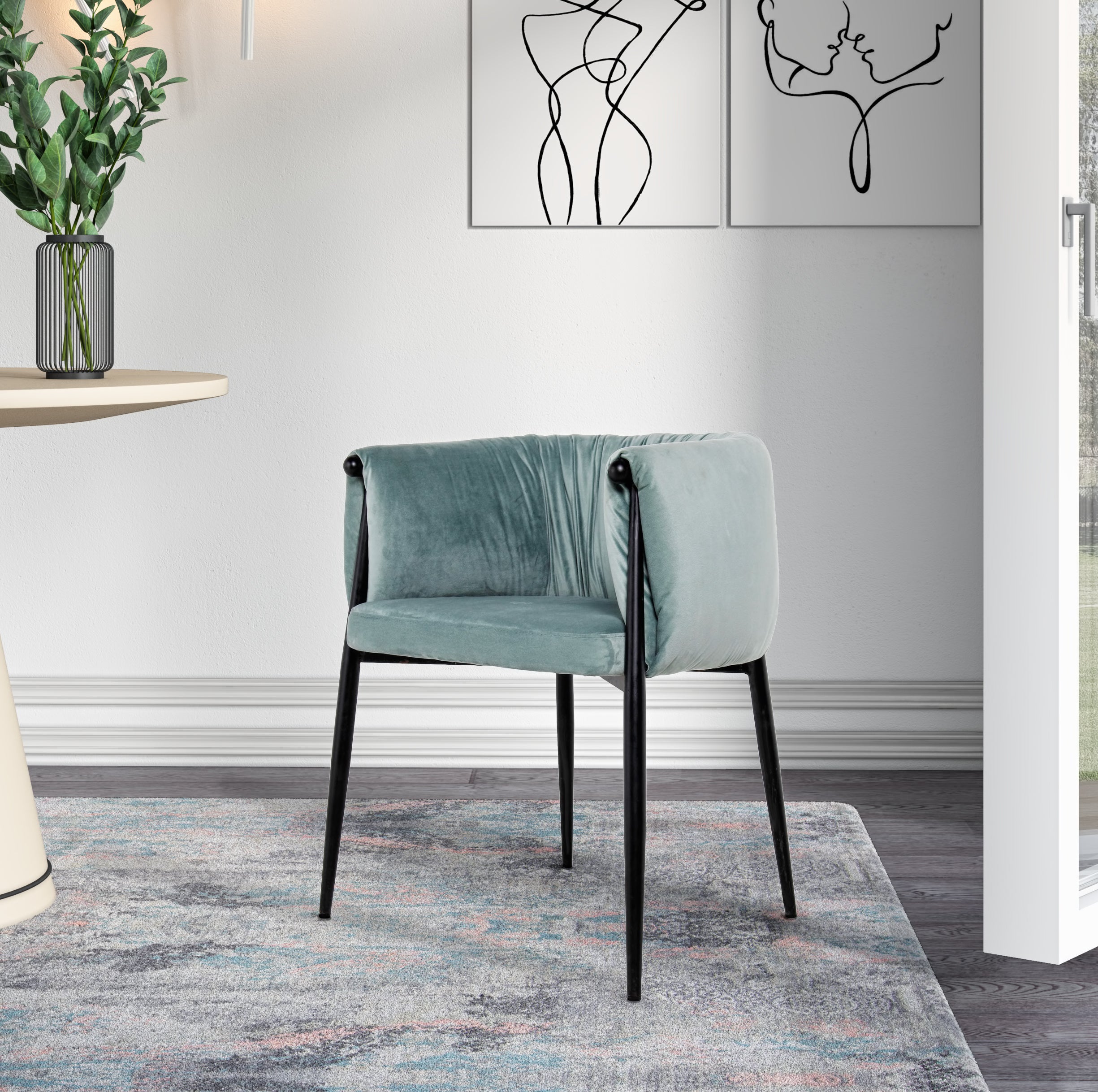 Modrest Belcaro Modern Light Green Fabric Dining Chair