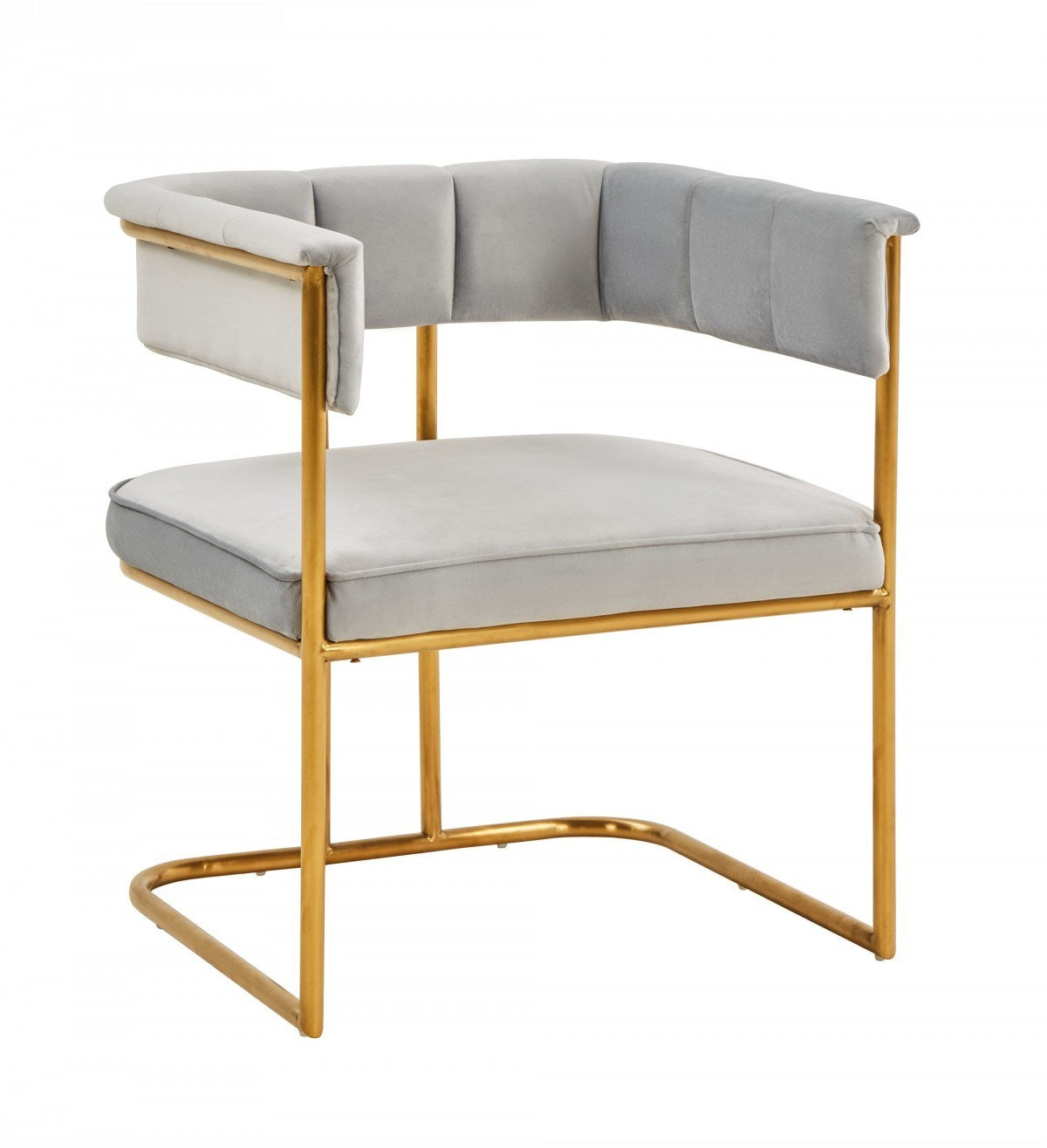 Modrest Bavaria Modern Light Grey Fabric And Gold Dining Chair