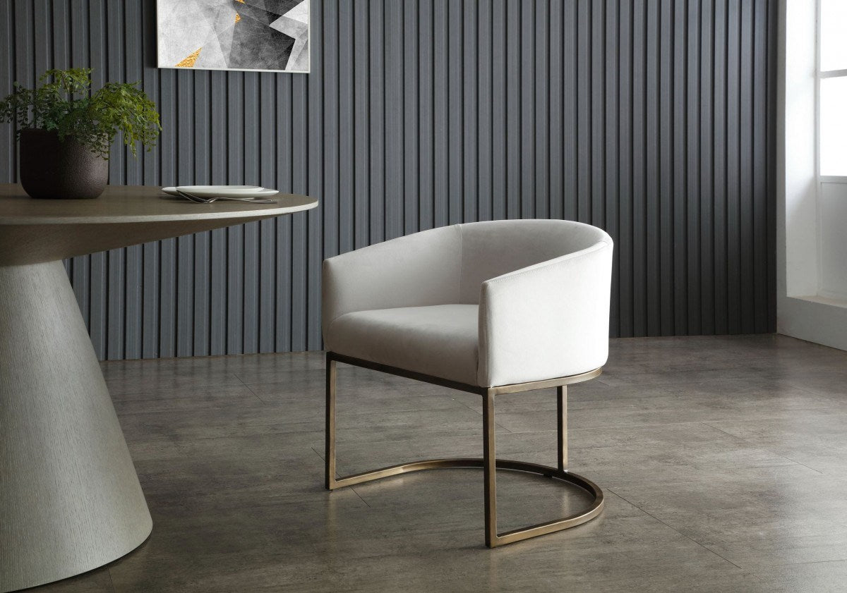 Modrest Elisa Modern Beige Velvet & Brass Dining Chair