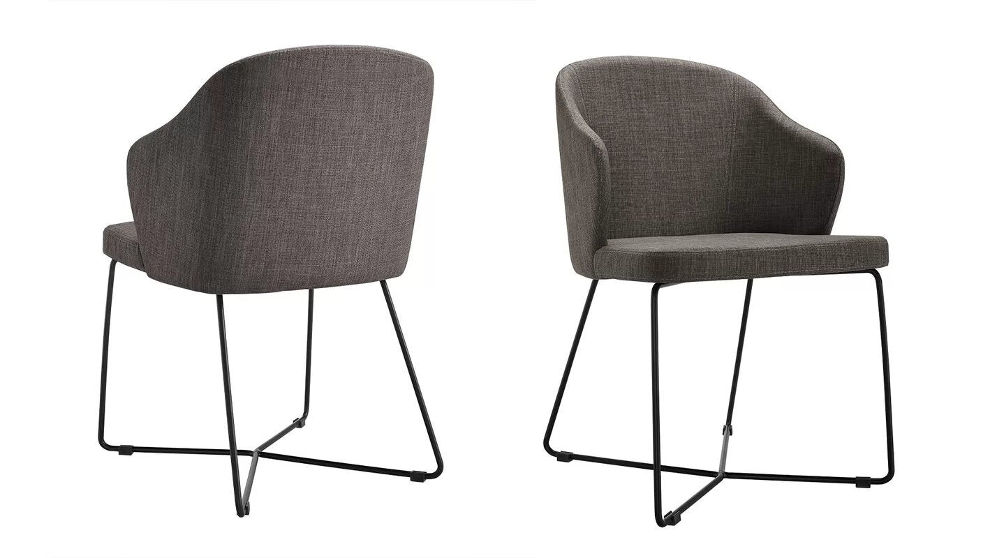 Gia Modern Grey Fabric Dining Arm Chair (Set of 2)