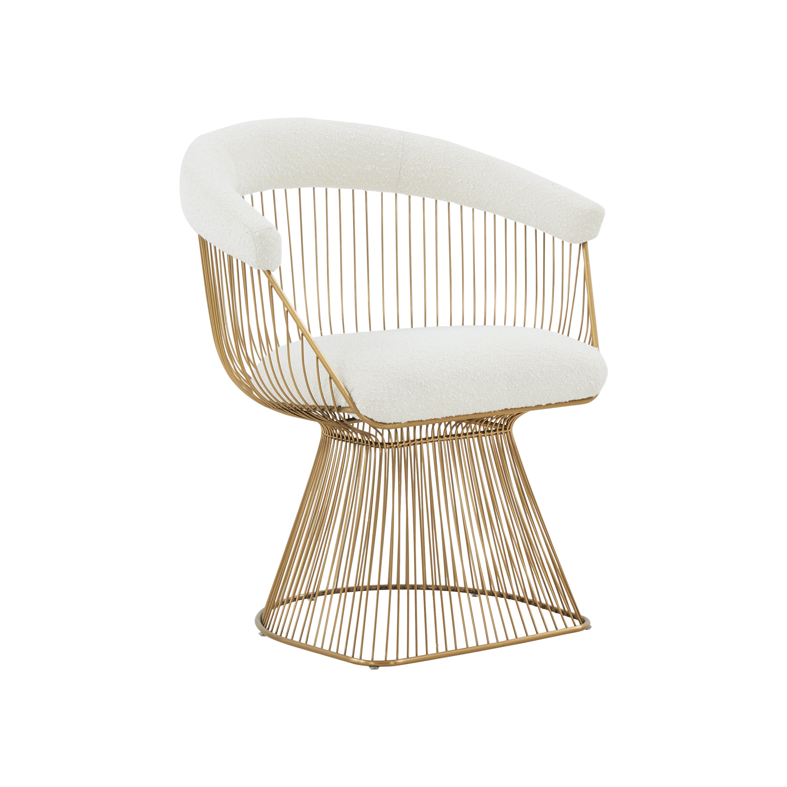 Modrest Chandler Modern White Shepra and Matte Gold Dining Chair