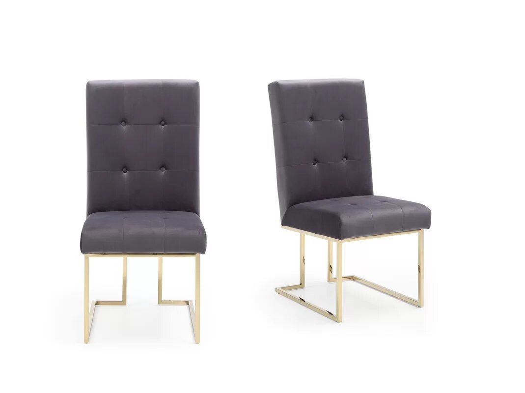 Modrest Legend Modern Grey Fabric & Gold Dining Chair (Set of 2)