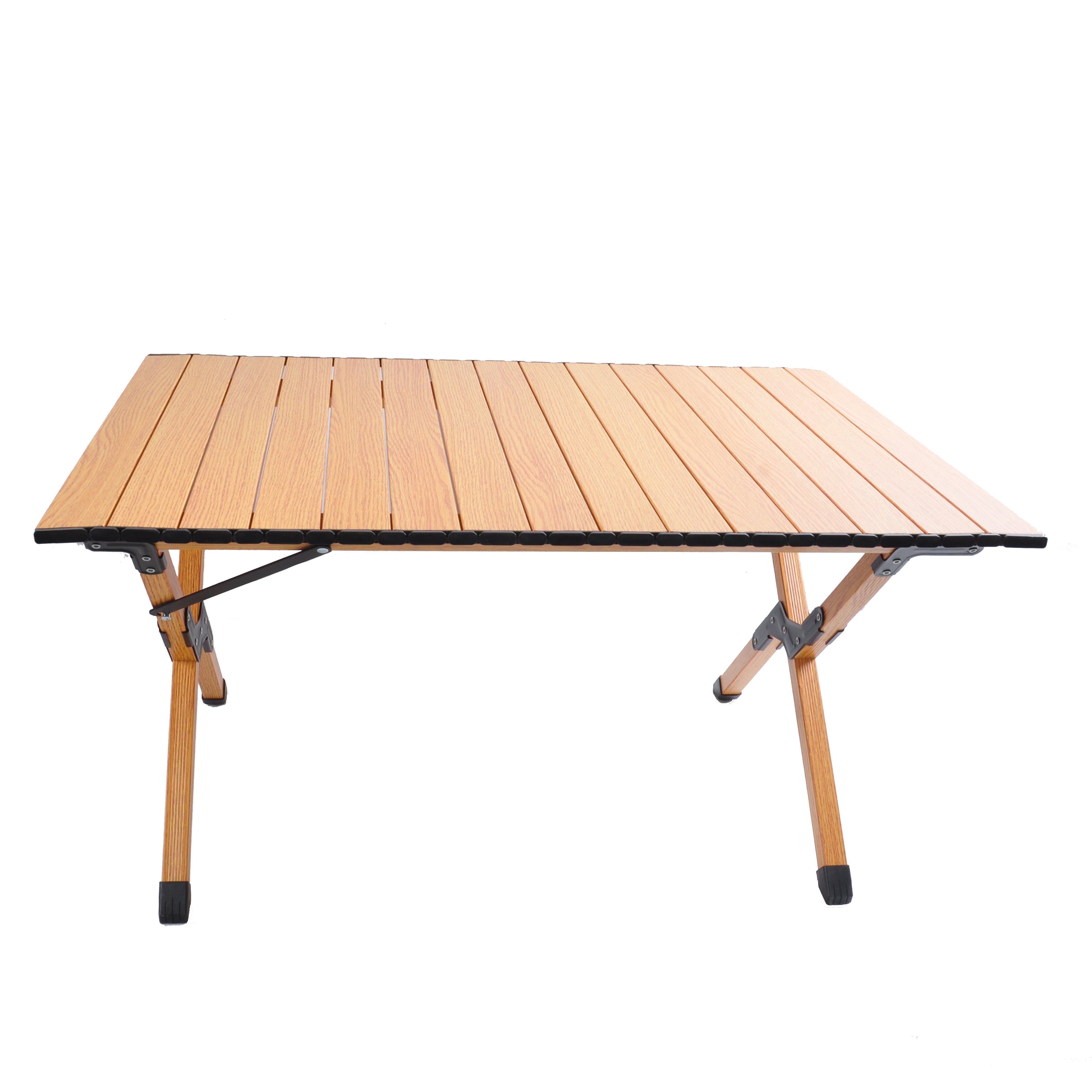 Portable picnic table, rollable aluminum alloy table top, with folding solid X-shaped frame, and handbag ZB1002MW