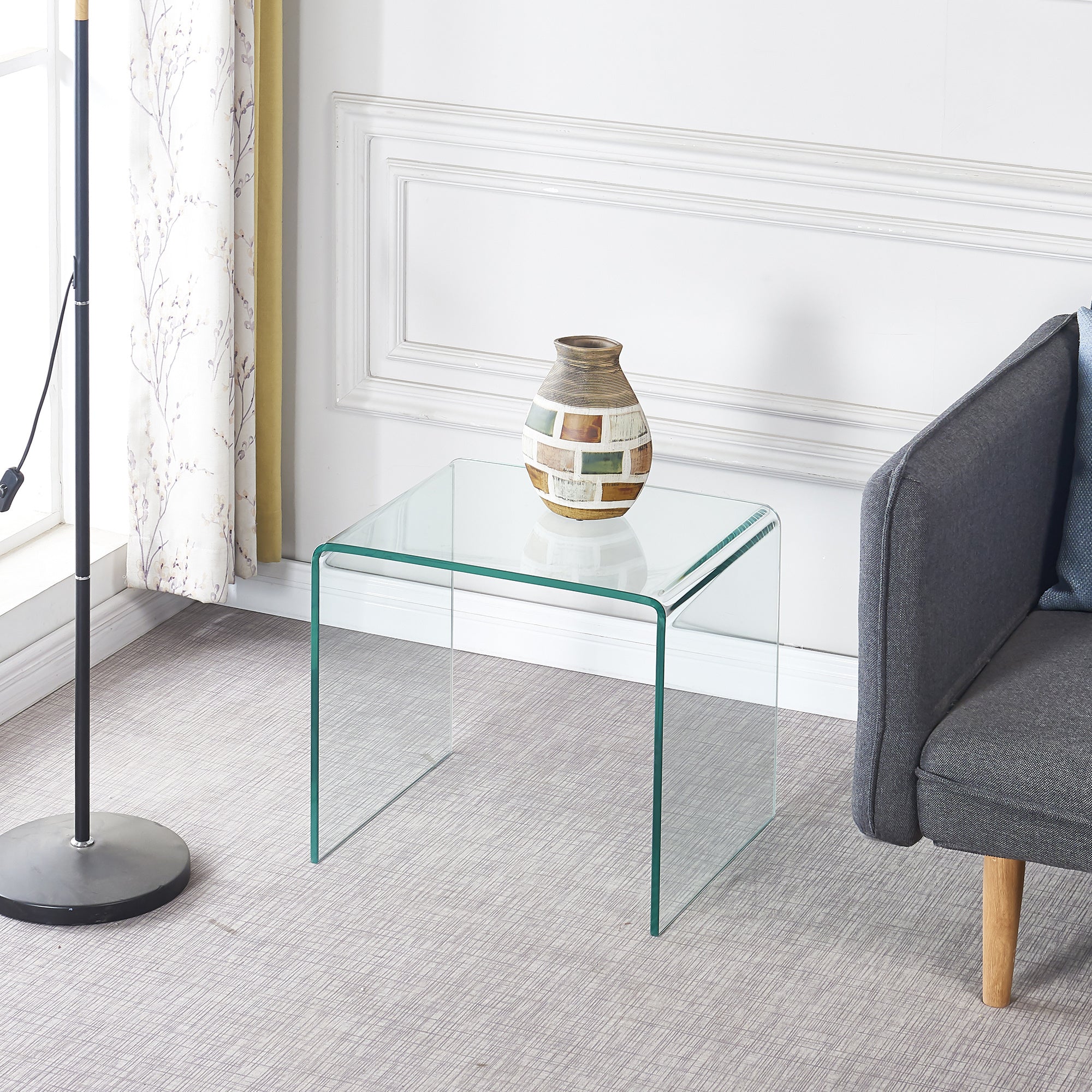 Small Clear Glass Side & End Table, Tempered Glass End Table Small Coffee Table