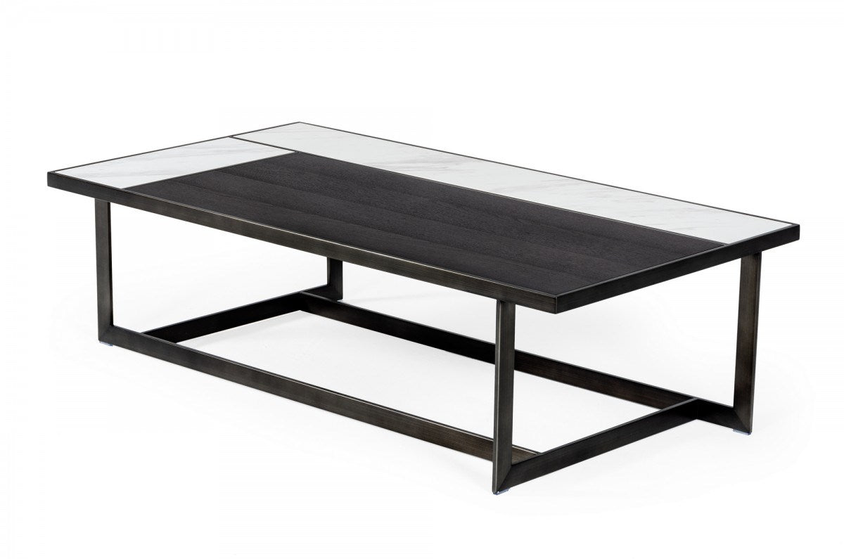 Modrest Fargo Modern Ceramic & Grey Walnut Coffee Table