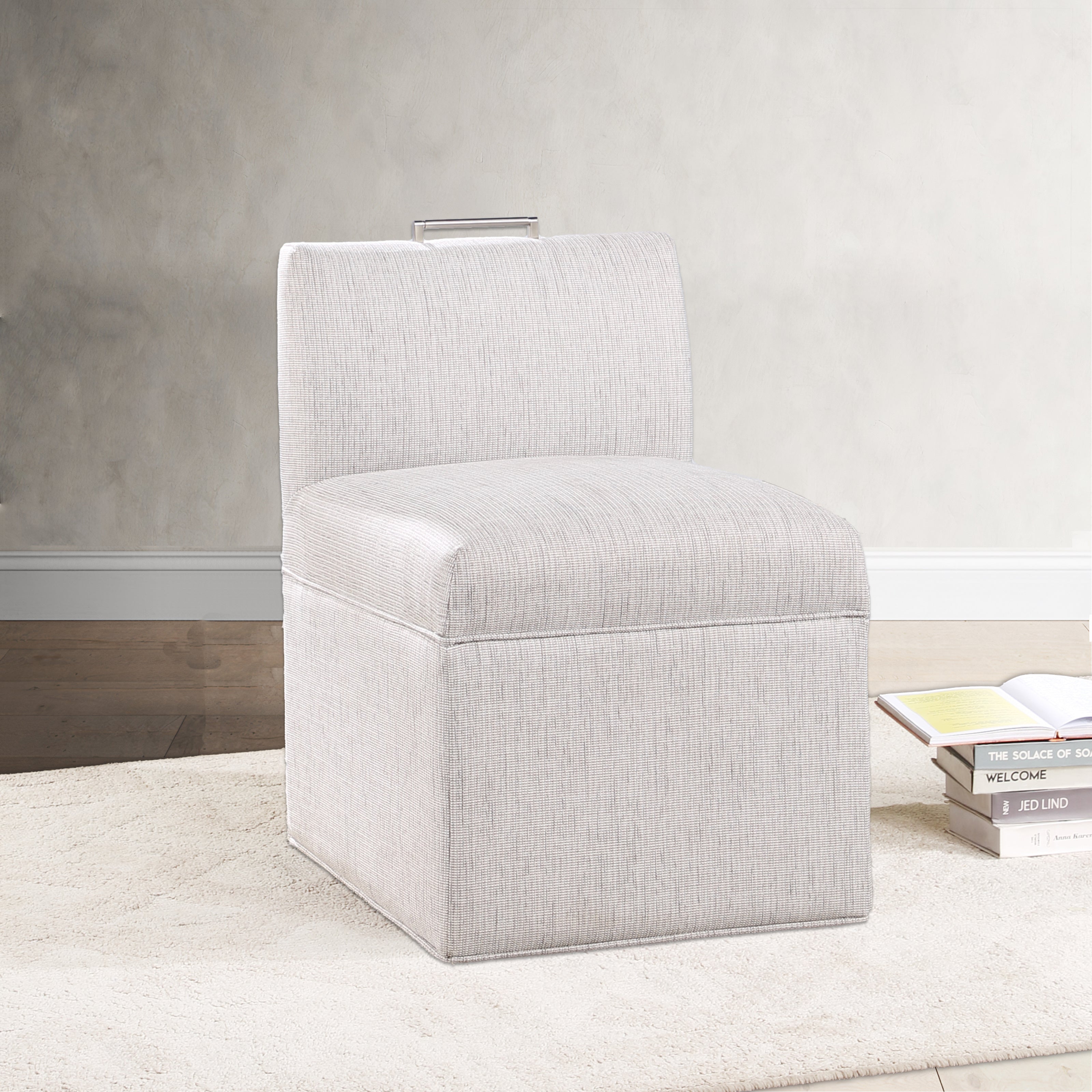 Della Modern Upholstered Castered Chair in Sea Oat