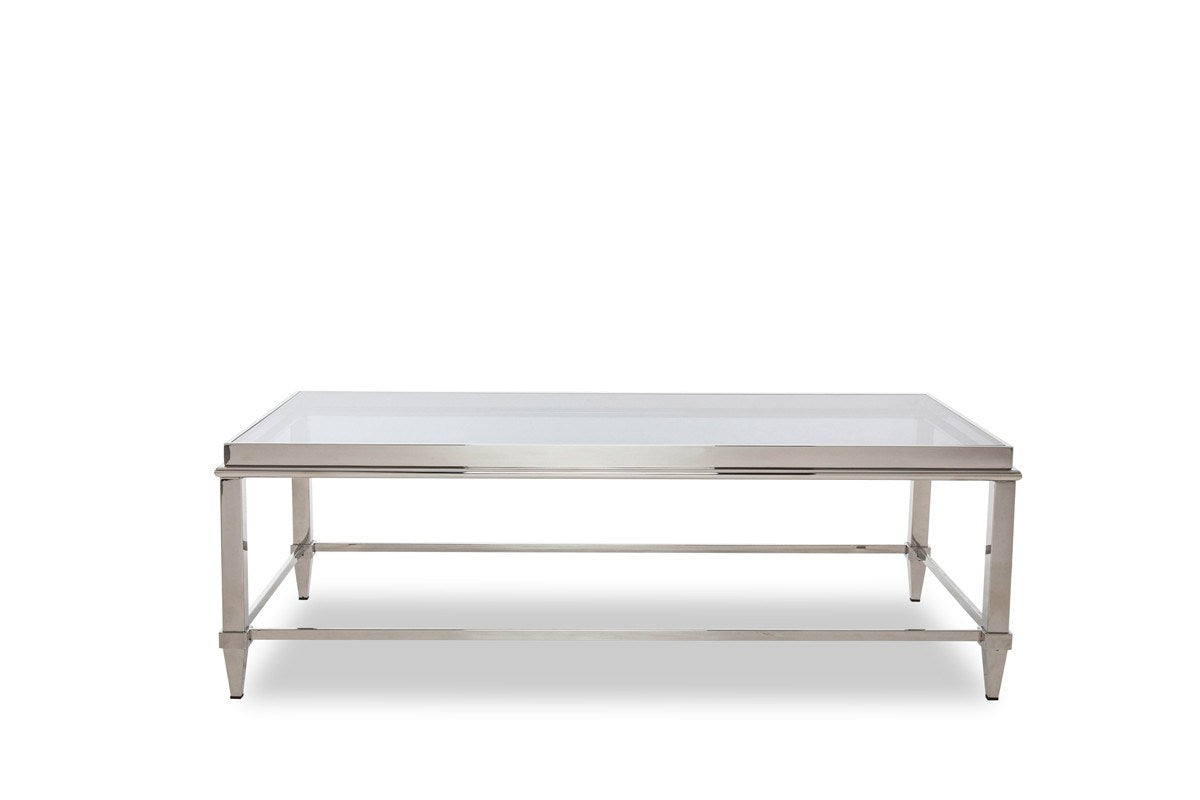 Modrest Agar Modern Glass & Stainless Steel Coffee Table