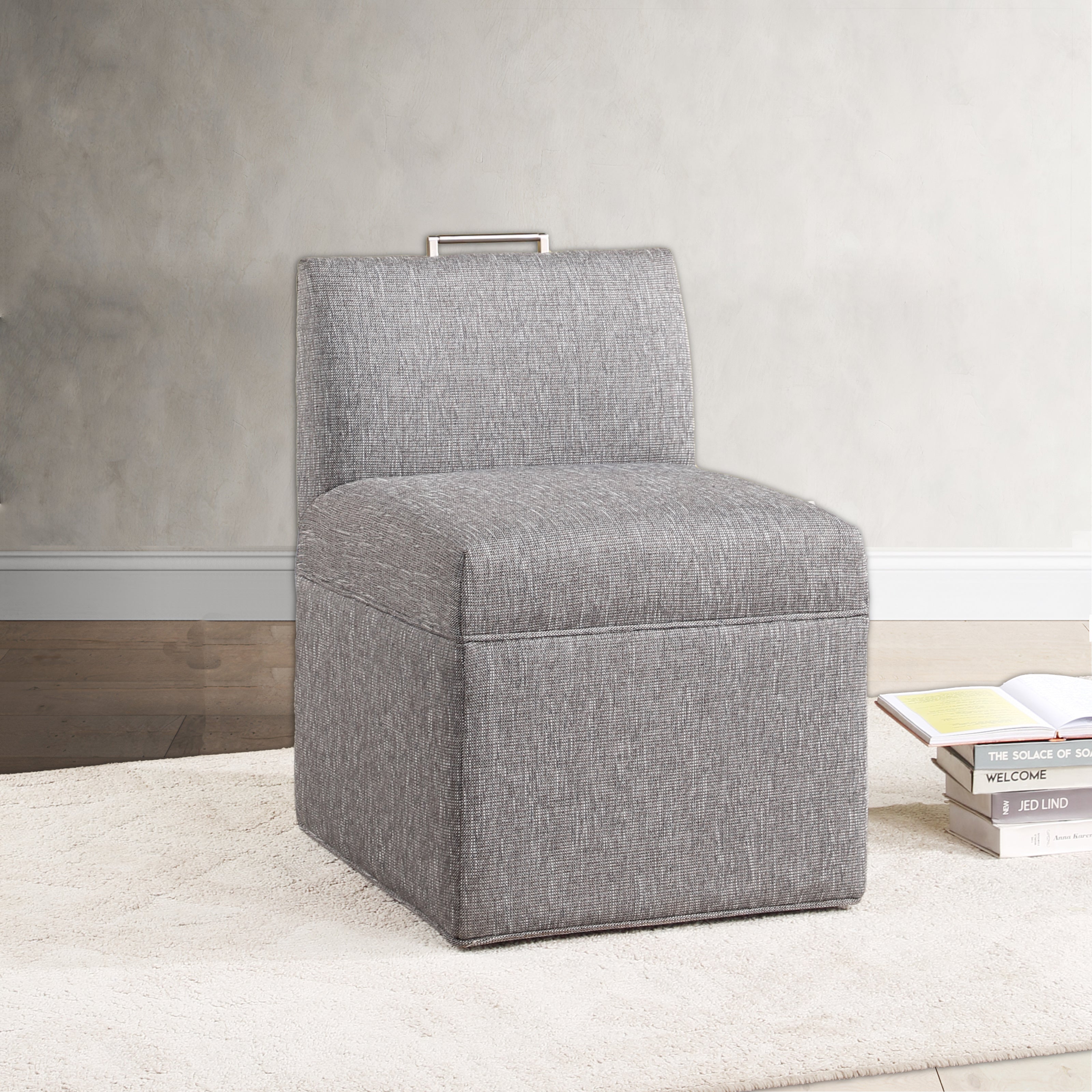 Della Modern Upholstered Castered Chair in Ashen Grey