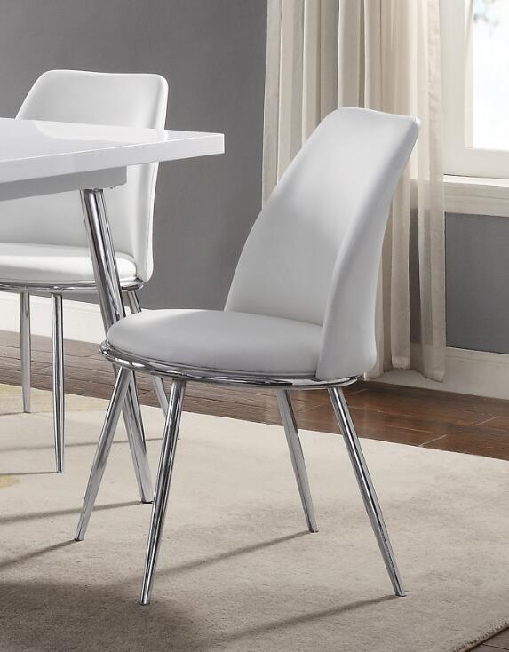 ACME Weizor Side Chair (Set-2), White PU & Chrome (2Pc/1Ctn) 77152