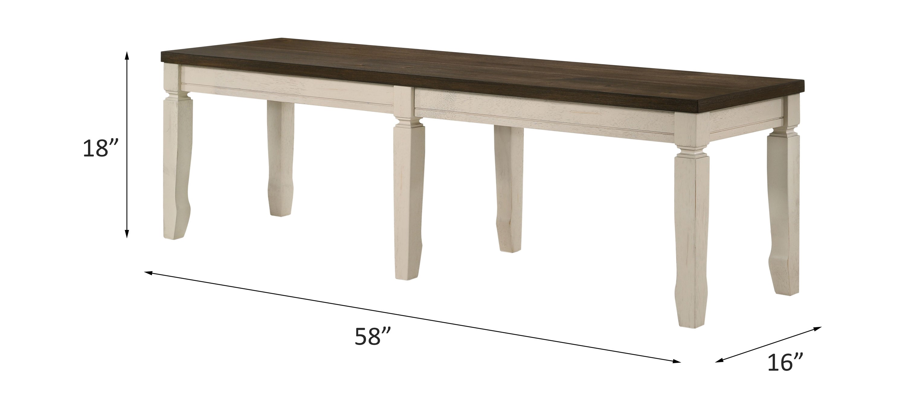 ACME Fedele Bench, Weathered Oak & Cream Finish 77193