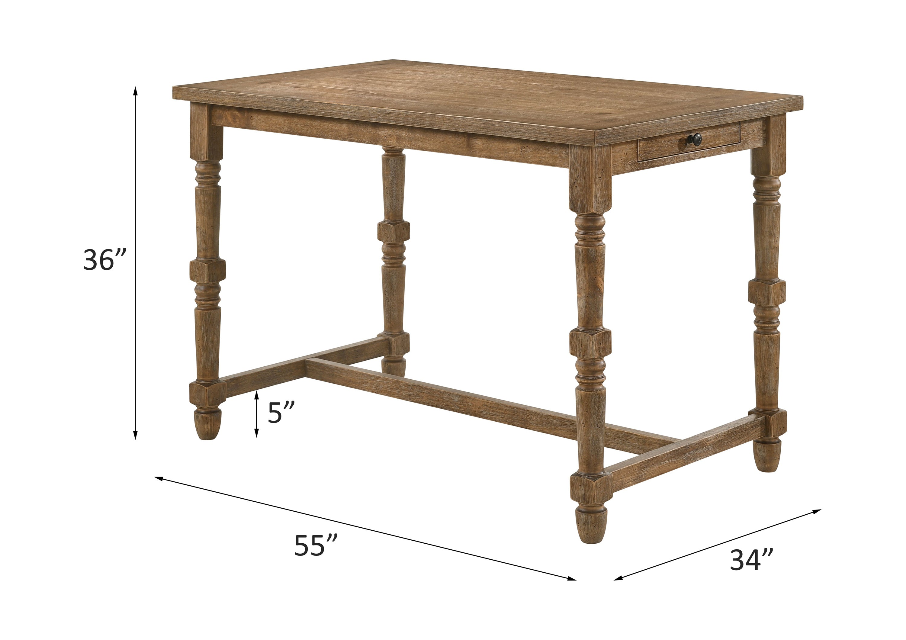 ACME Farsiris Counter Height Table, Weathered Oak Finish 77175