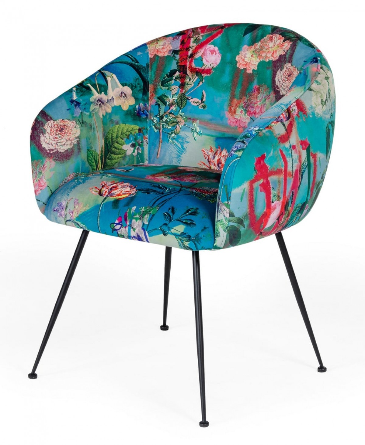 Modrest Roxann Contemporary Floral Velvet Dining Chair