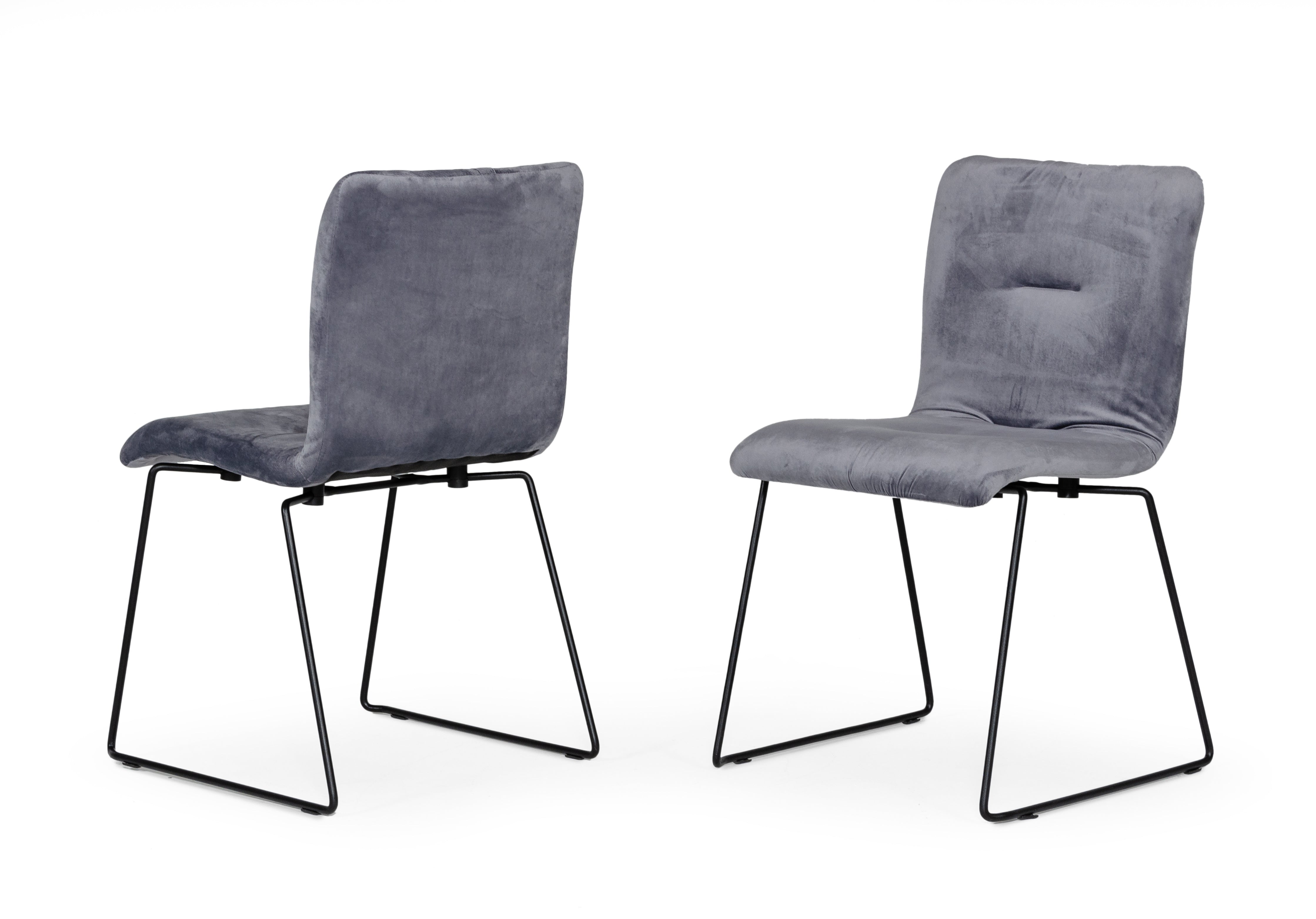 Modrest Yannis Modern Grey Fabric Dining Chair (Set of 2)