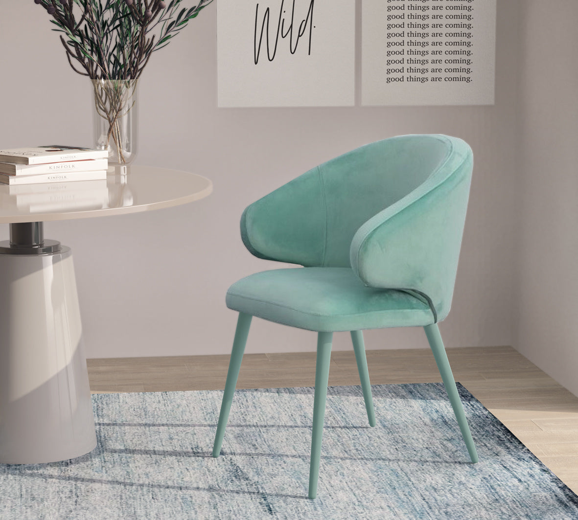 Salem Modern Aqua Fabric Dining Chair