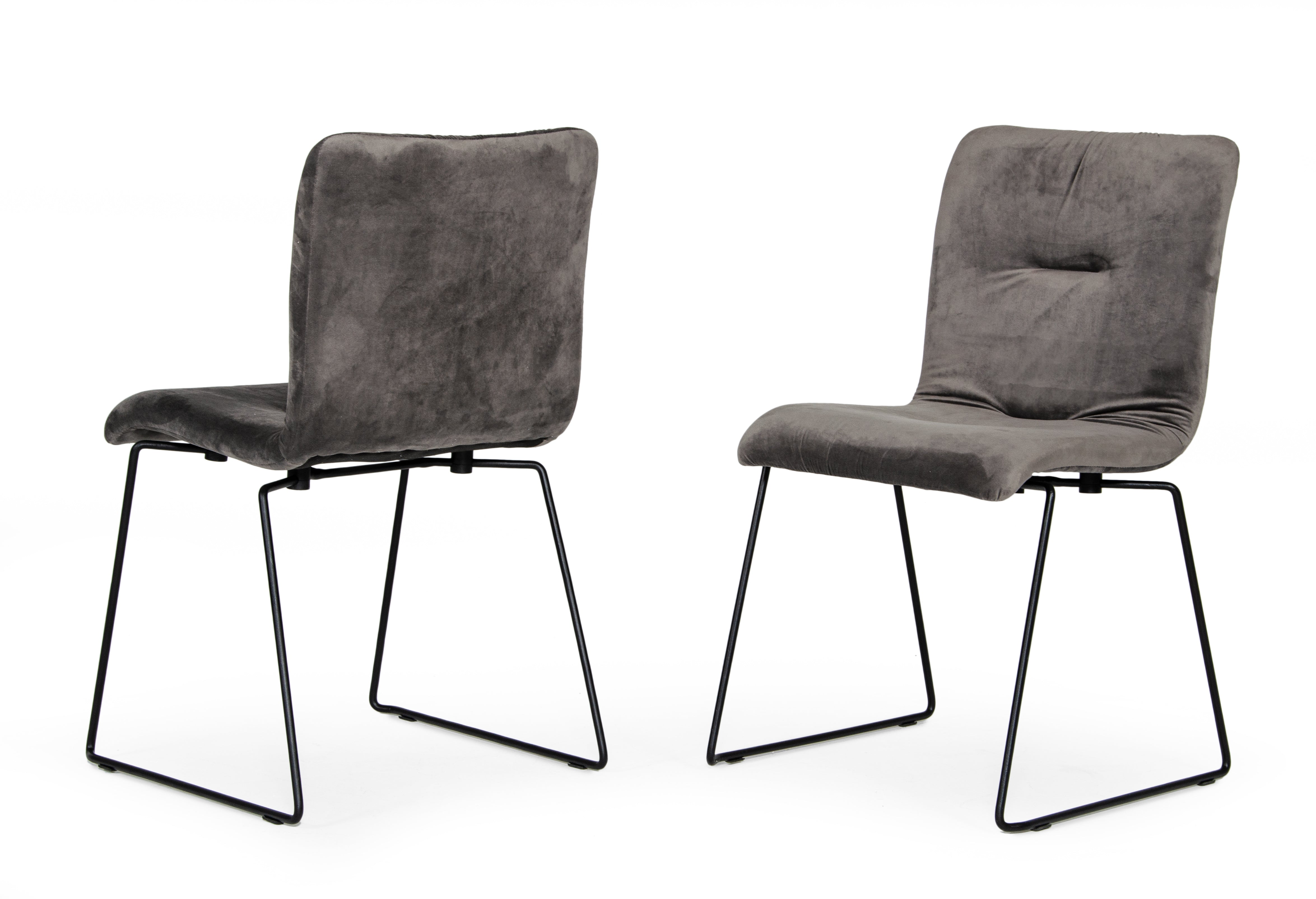 Modrest Yannis Modern Dark Grey Fabric Dining Chair (Set of 2)