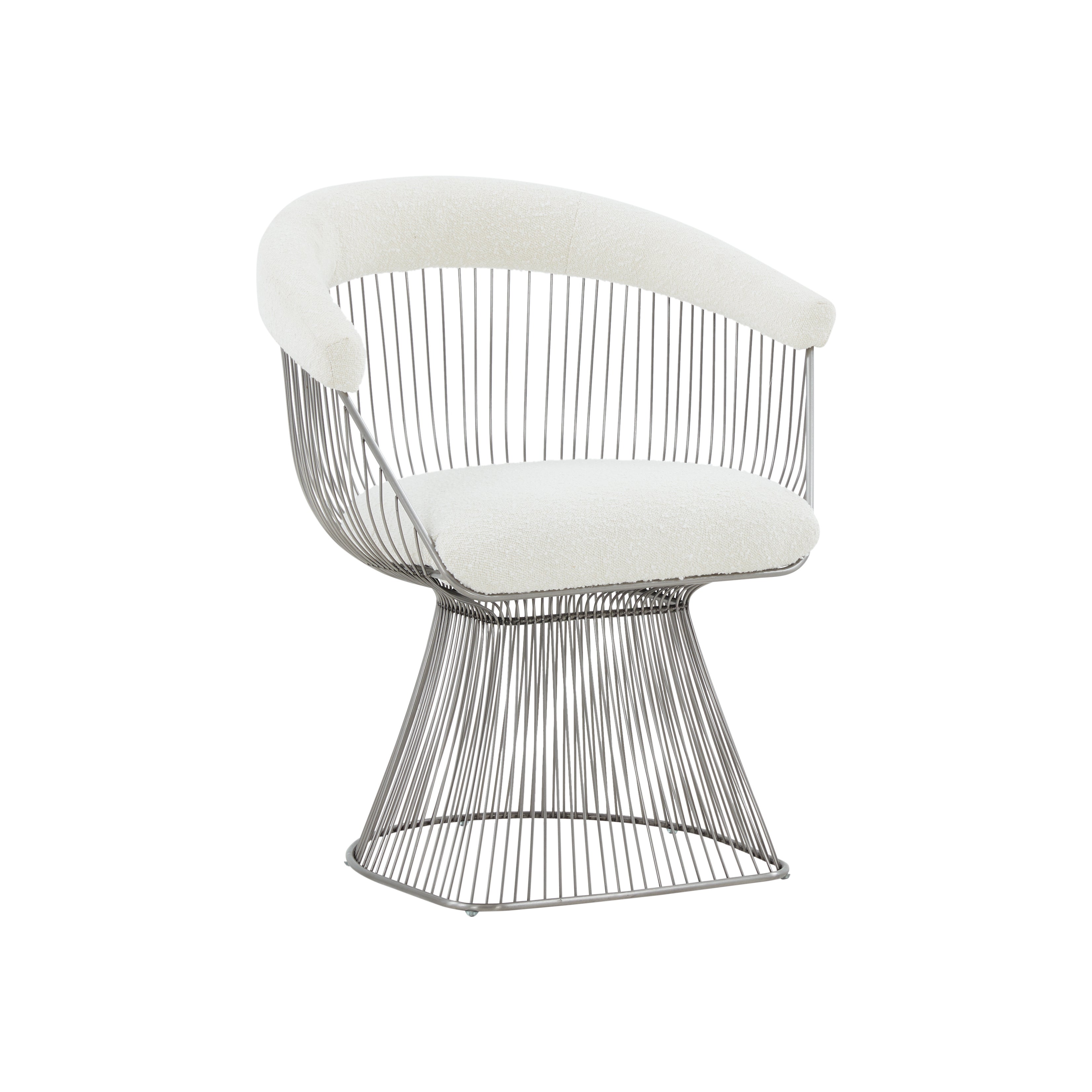 Modrest Chandler Modern White Shepra and Matte Silver Dining Chair