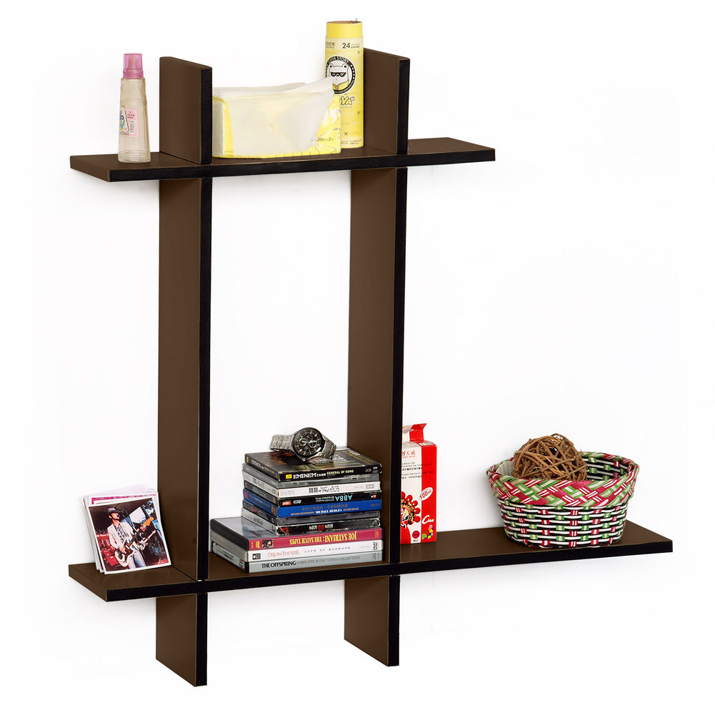 Trista - [Light Coffee-B] Leather Cross Type Shelve / Book Shelve / Floating Shelve (4 pcs)