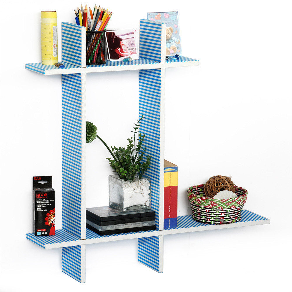 Trista - [Sailor Stripe-B] Leather Cross Type Shelve / Book Shelve / Floating Shelve (4 pcs)