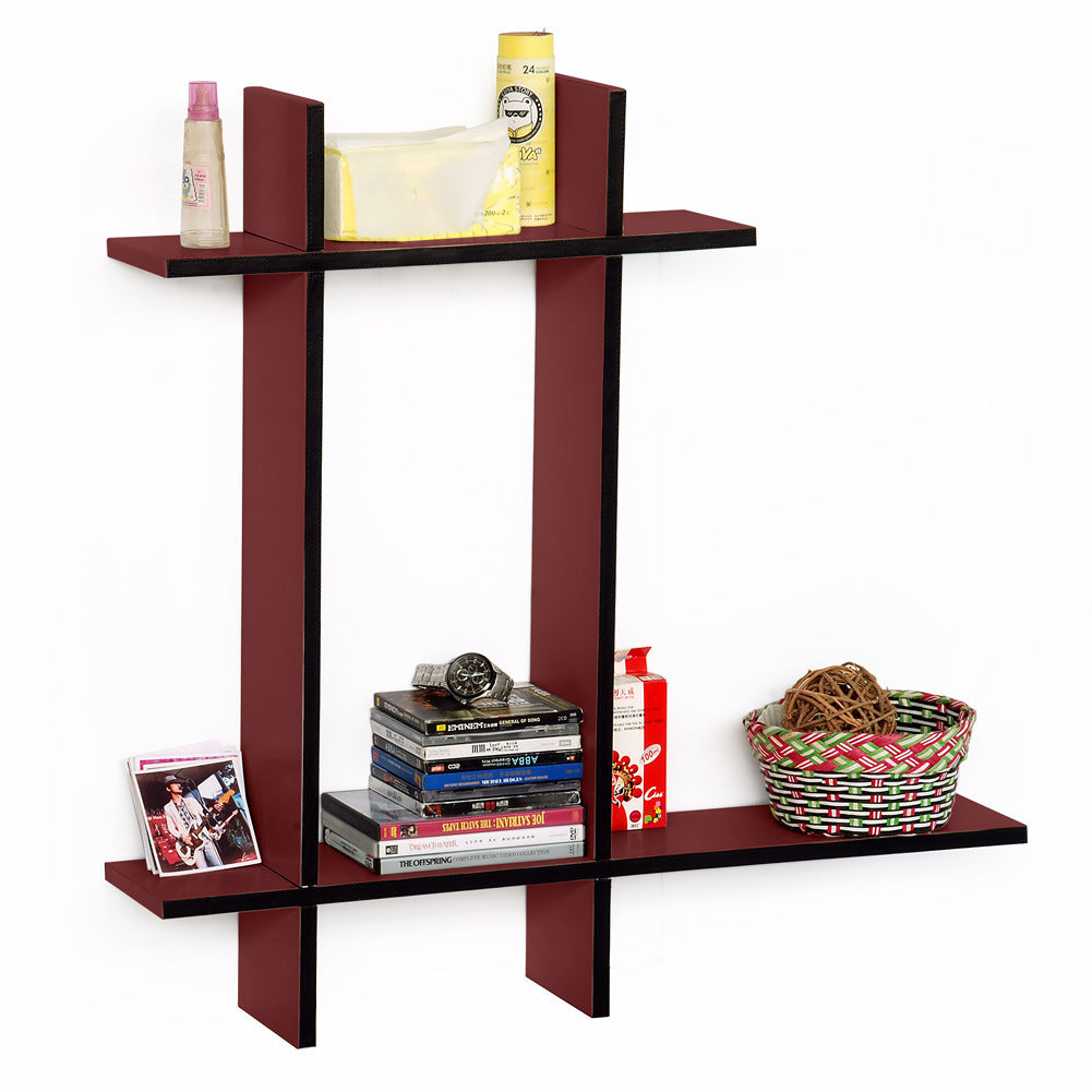 Trista - [Blazing Fire-B] Leather Cross Type Shelve / Book Shelve / Floating Shelve (4 pcs)