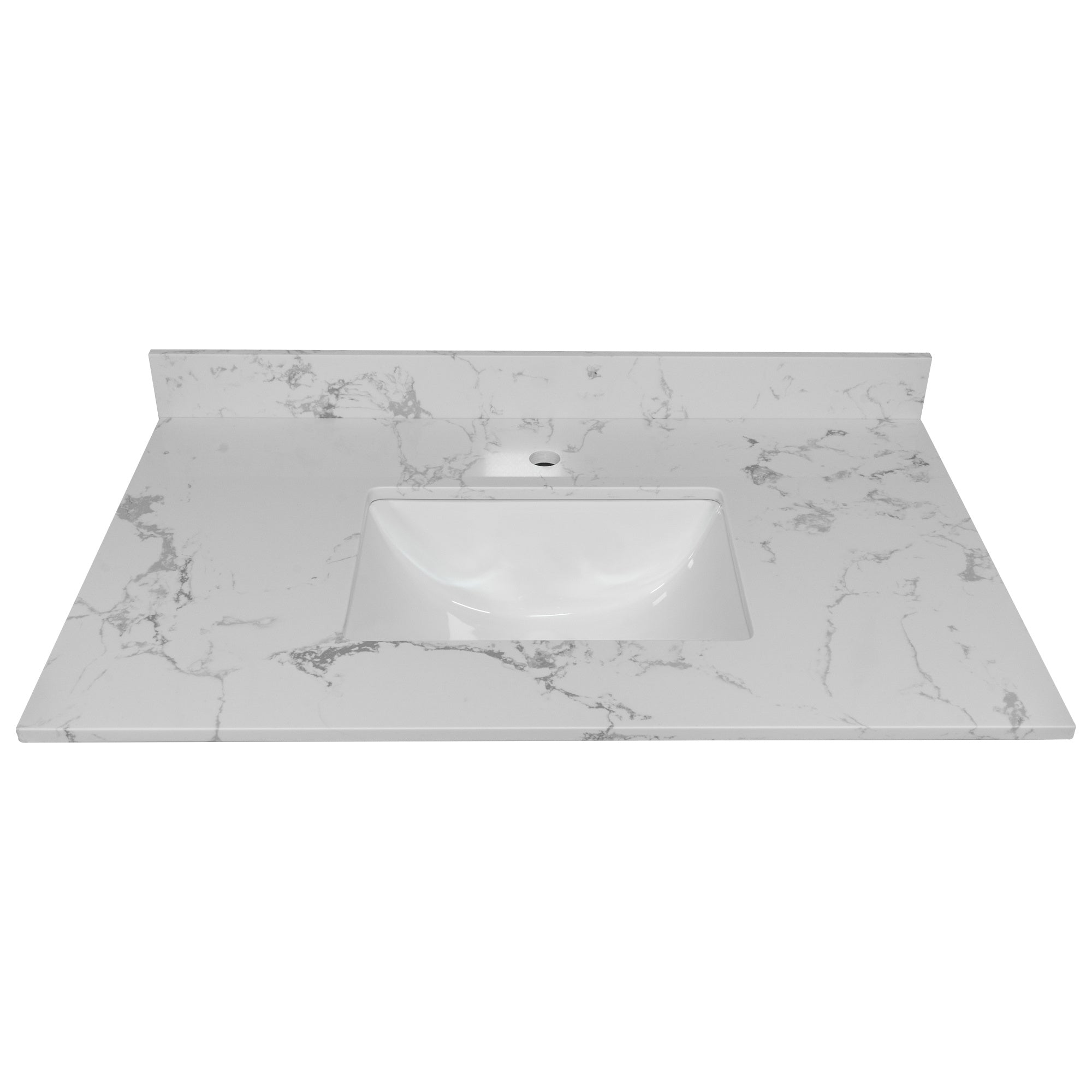 Montary 37inch bathroom vanity top stone carrara white new style tops with rectangle undermount ceramic sink and single faucet hole