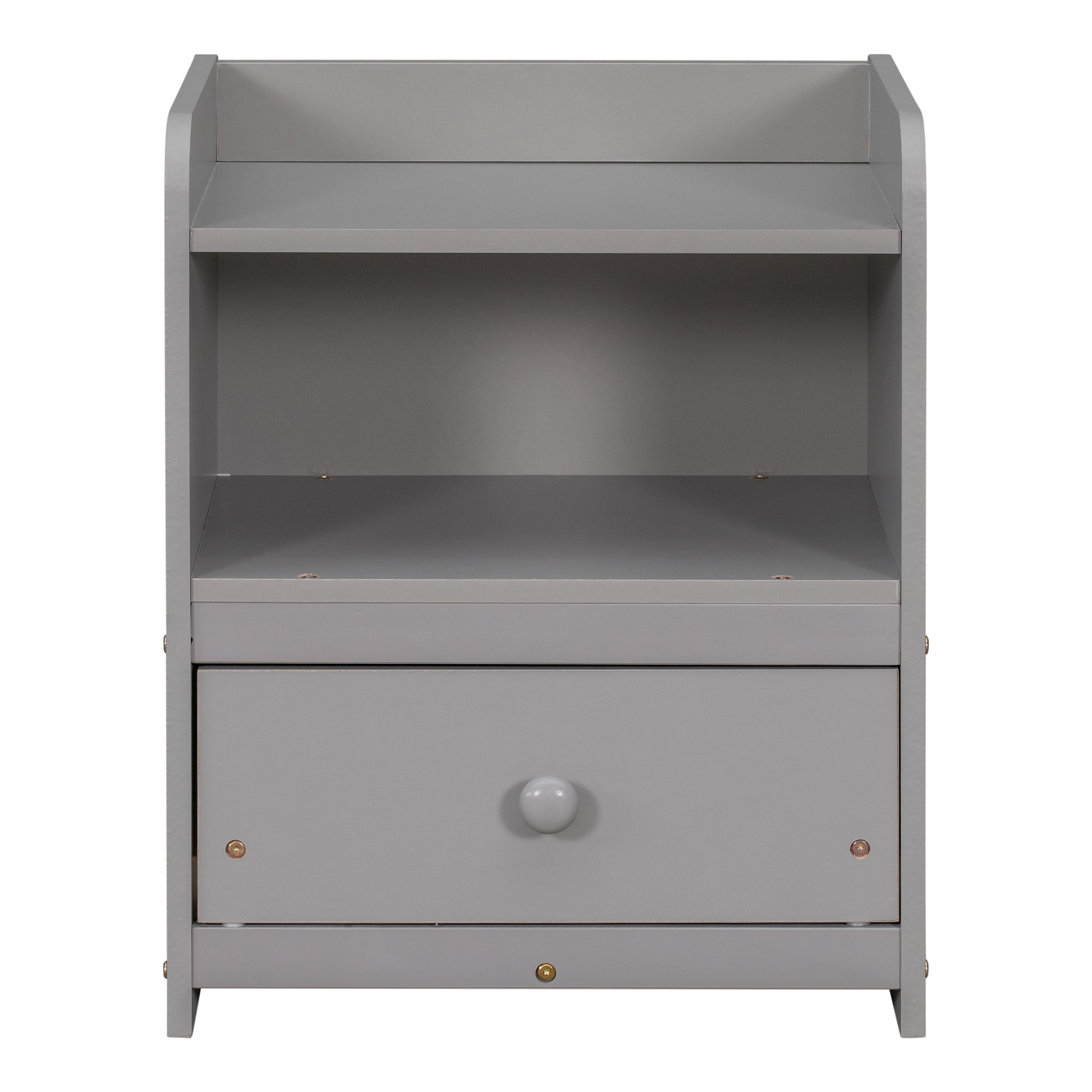 Nightstand, Bedside Table with Open Storage Cabinet, Drawer,Grey