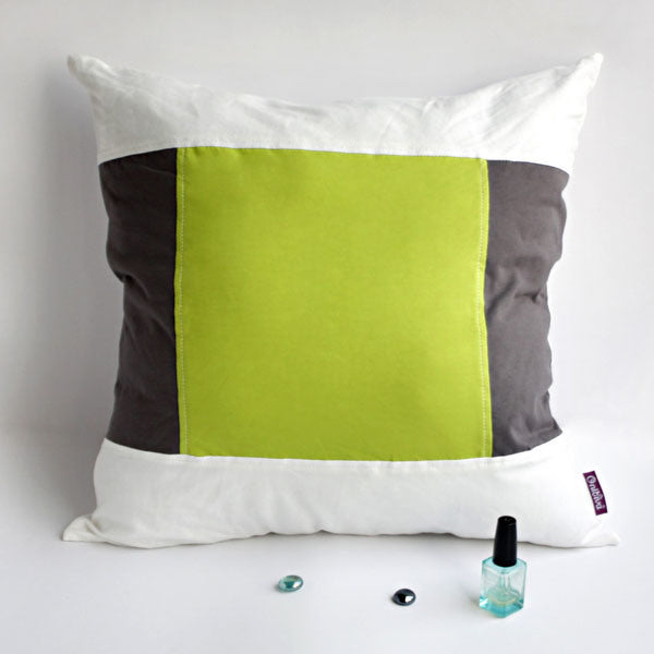 Onitiva [Art Green] Knitted Fabric Patch Work Pillow Cushion Floor Cushion (19.7 by 19.7 inches)