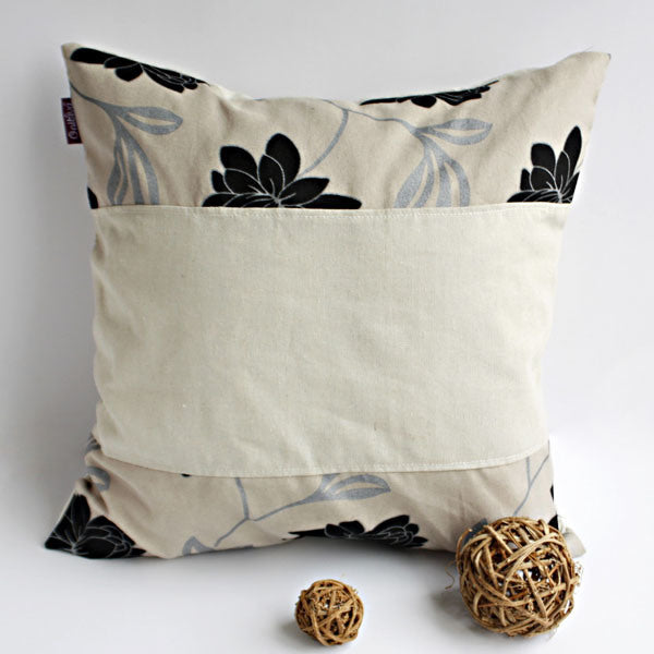 Onitiva - [Dream Champagne] Linen Patch Work Pillow Cushion Floor Cushion (19.7 by 19.7 inches)