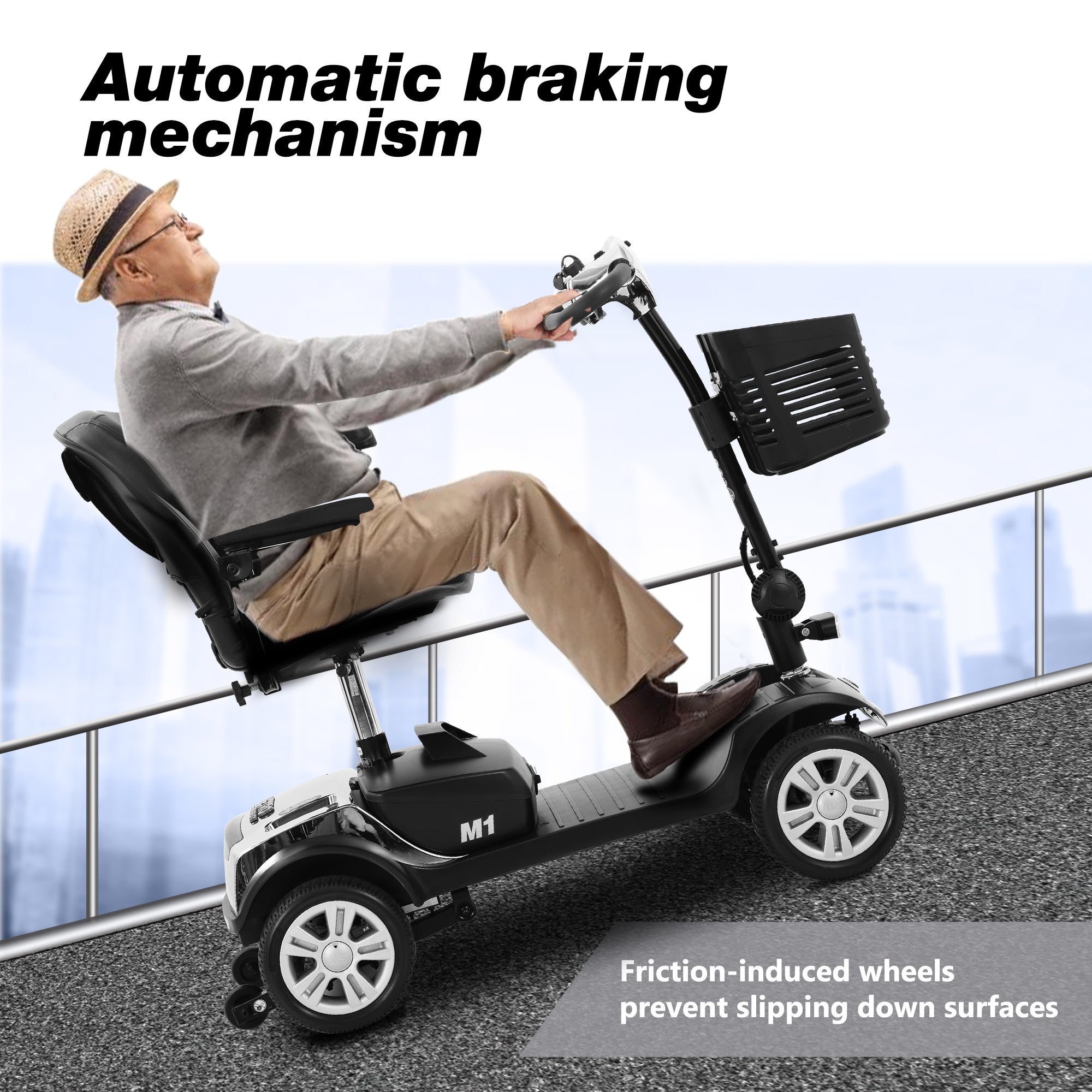 Four wheels Compact Travel Mobility Scooter with 300W Motor for Adult-300lbs,CHROME