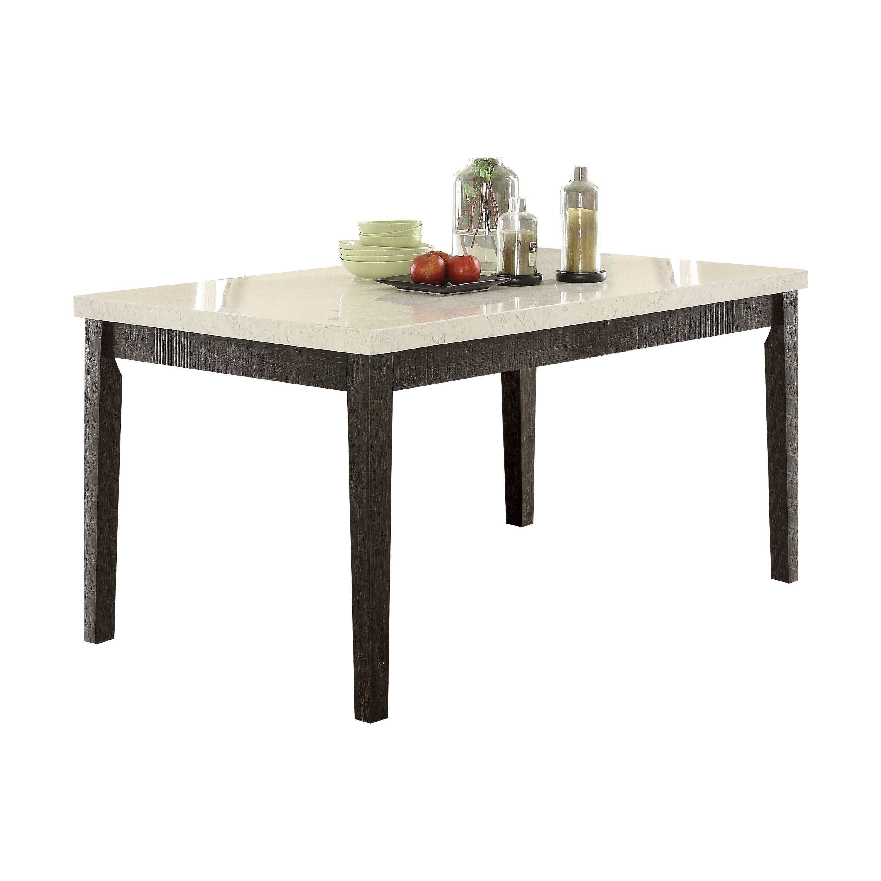 ACME Nolan Dining Table in White Marble & Salvage Dark Oak 72850