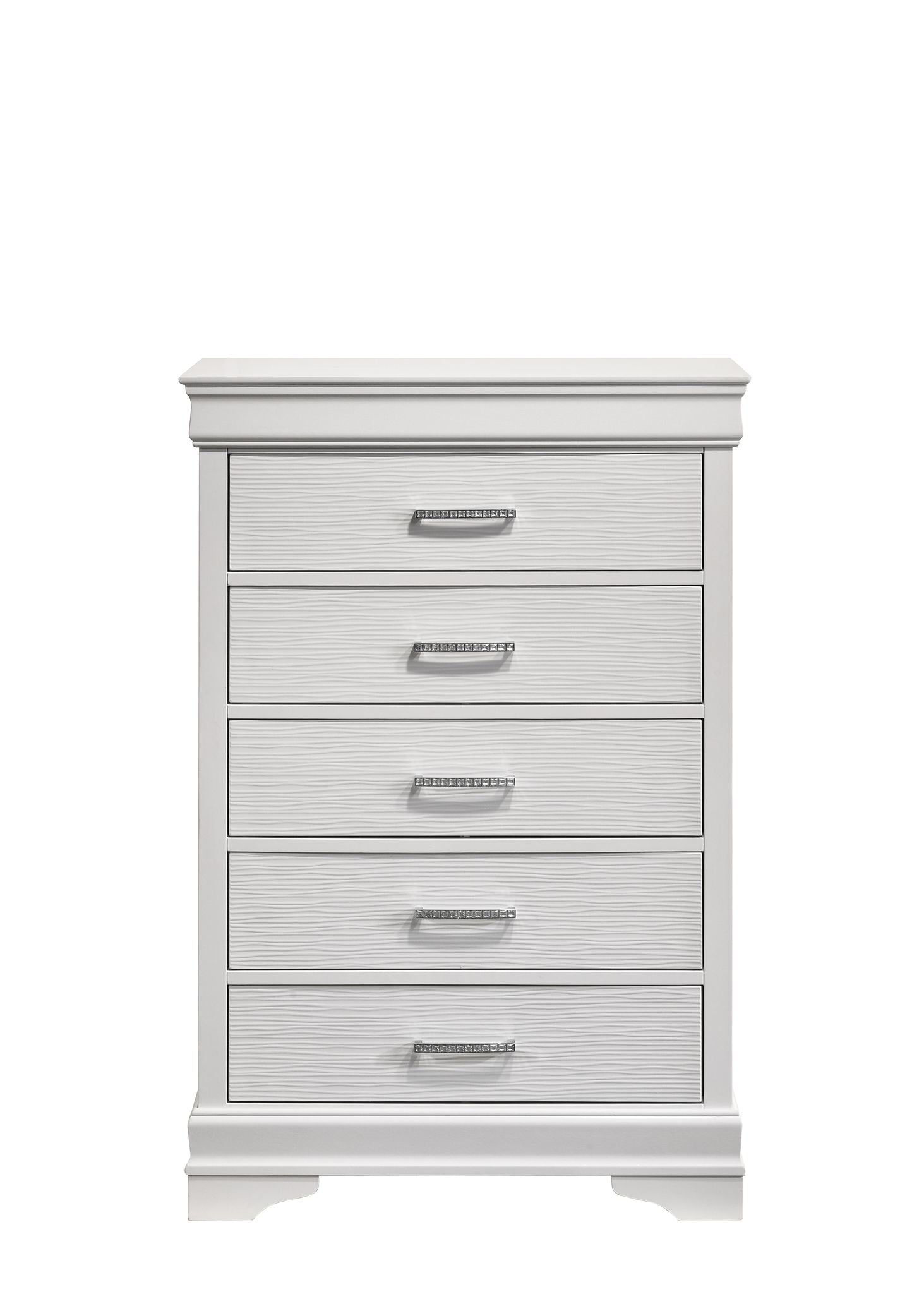 Modern Brooklyn 5 Drawers Chest made with Wood in White